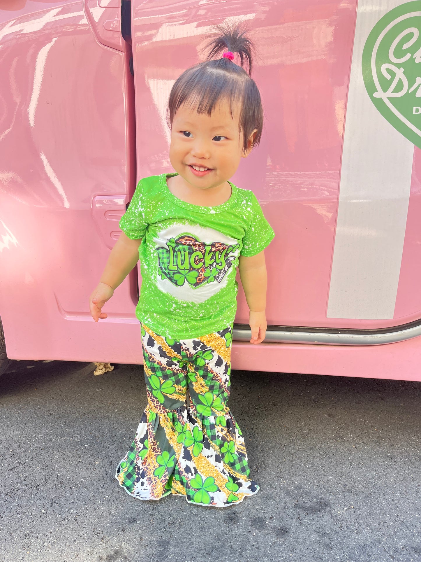 Girls lucky print St. Patrick's Day outfit GSPO0356