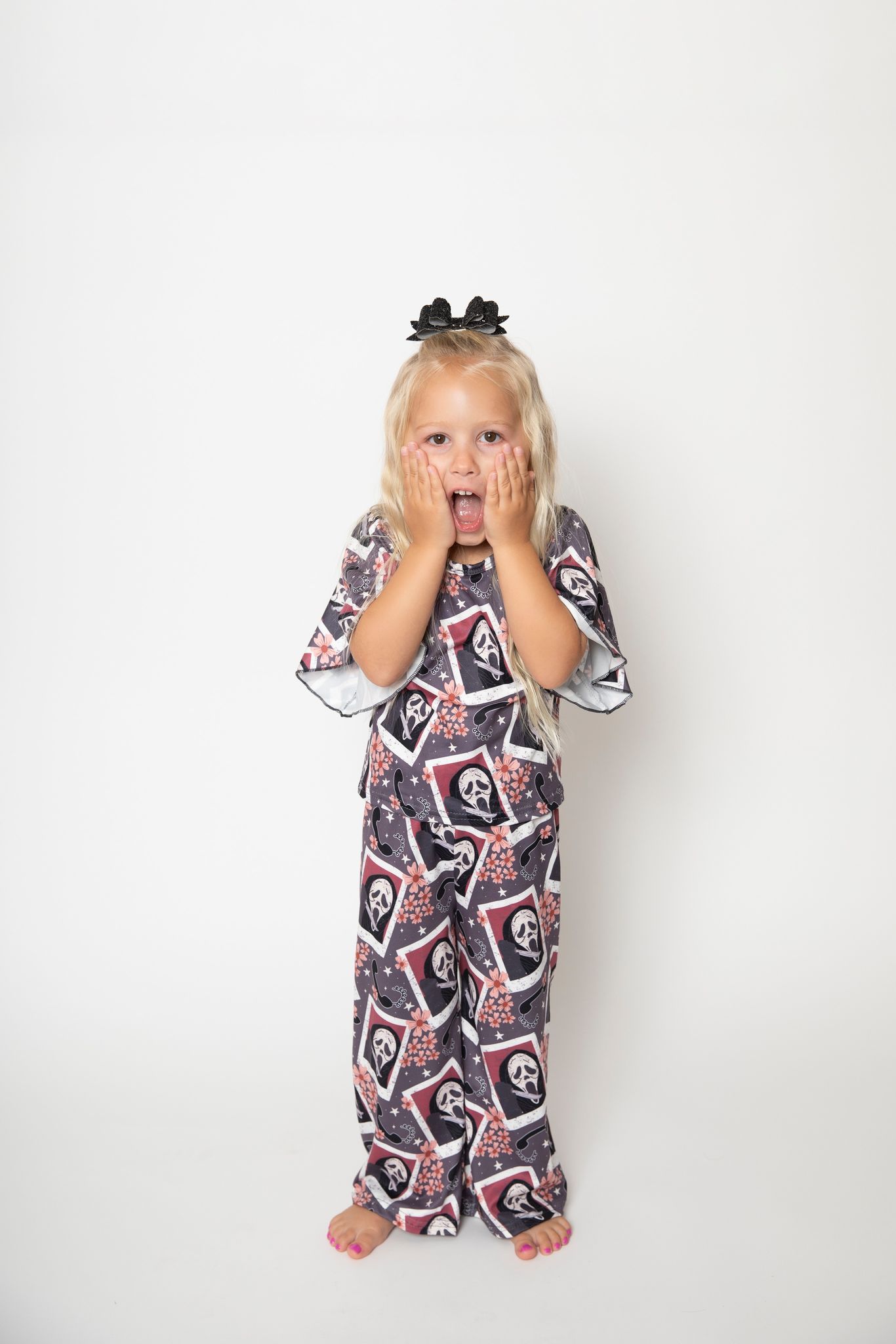 GSPO0639 Girls ruffle sleeve top flowers Halloween outfits