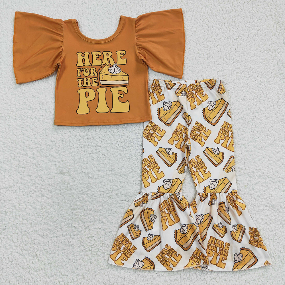 6 Styles Fall Pumpkin Print Bell Pants Girls Clothes Set Sisters Wear