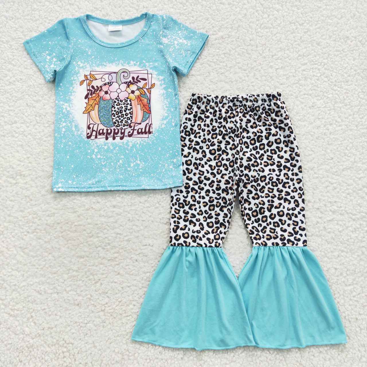 6 Styles Fall Pumpkin Print Bell Pants Girls Clothes Set Sisters Wear
