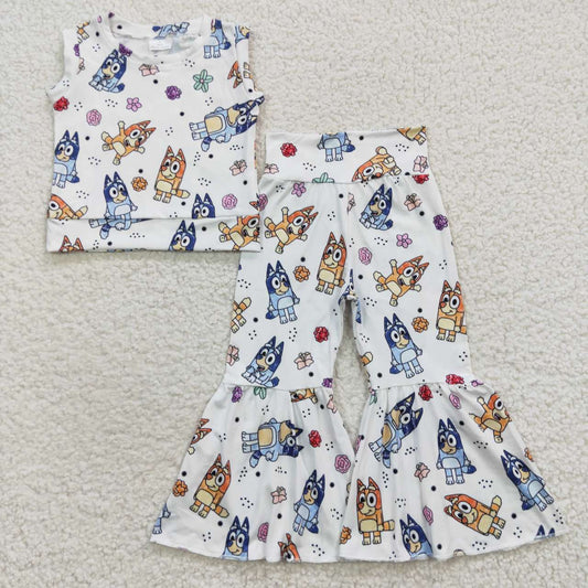 GSPO0729 Girls cartoon dog bell pants clothes set