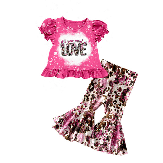 (Pre-order)GSPO1053 All You Need Is LOVE Leopard Print Girls Clothes Set