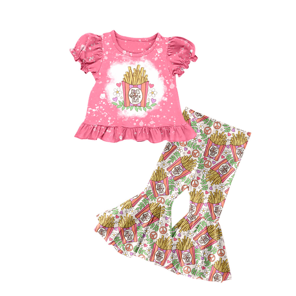 (Pre-order)GSPO1082 Fries Before Guys Print Girls Valentine's Clothes Set