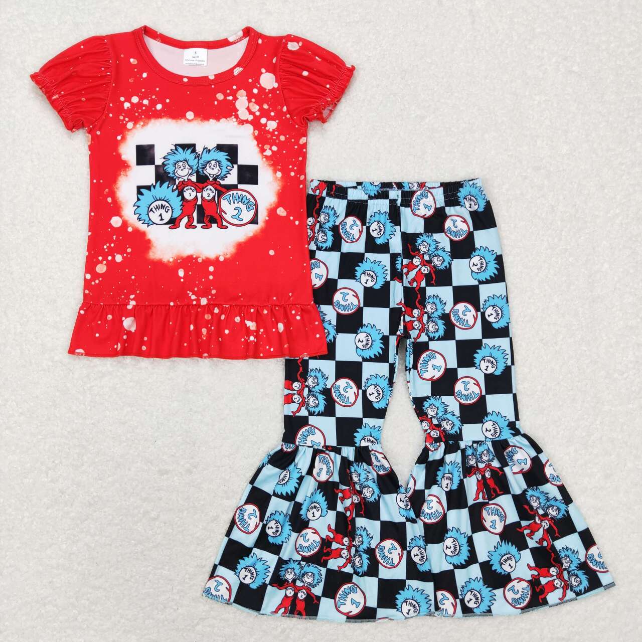GSPO1084 Blue Dr.Reading Print Girls Clothes Set
