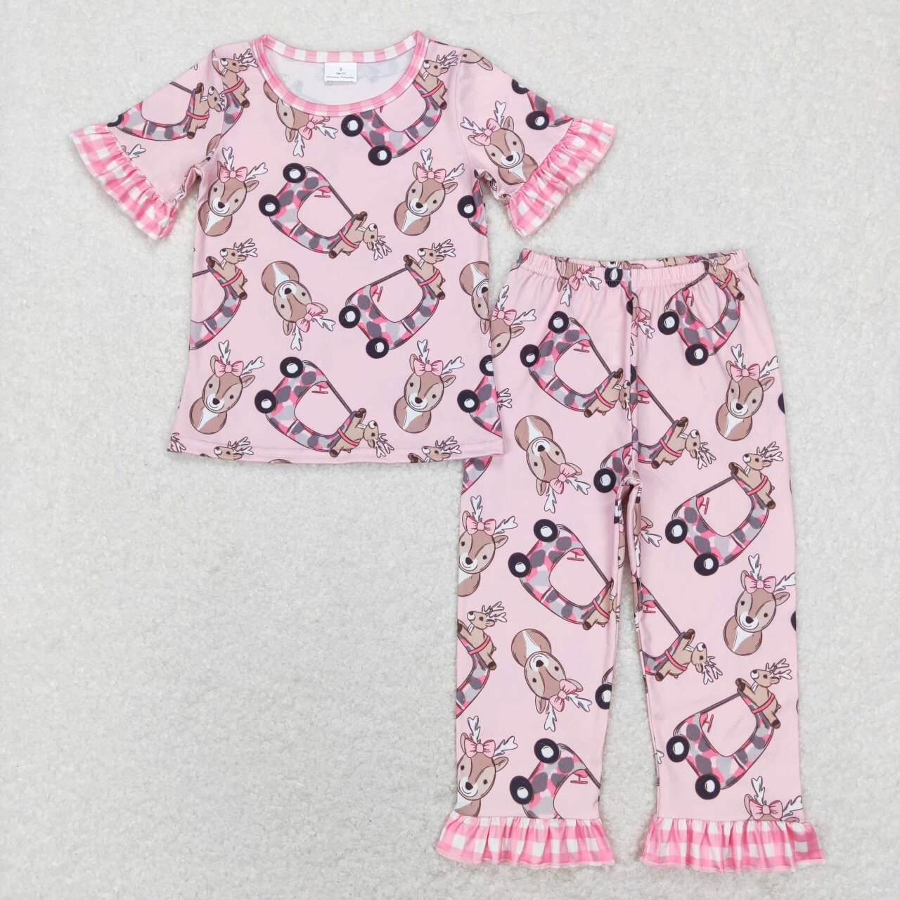 GSPO1100 Camo Truck Deer Girls Pajamas Clothes Set