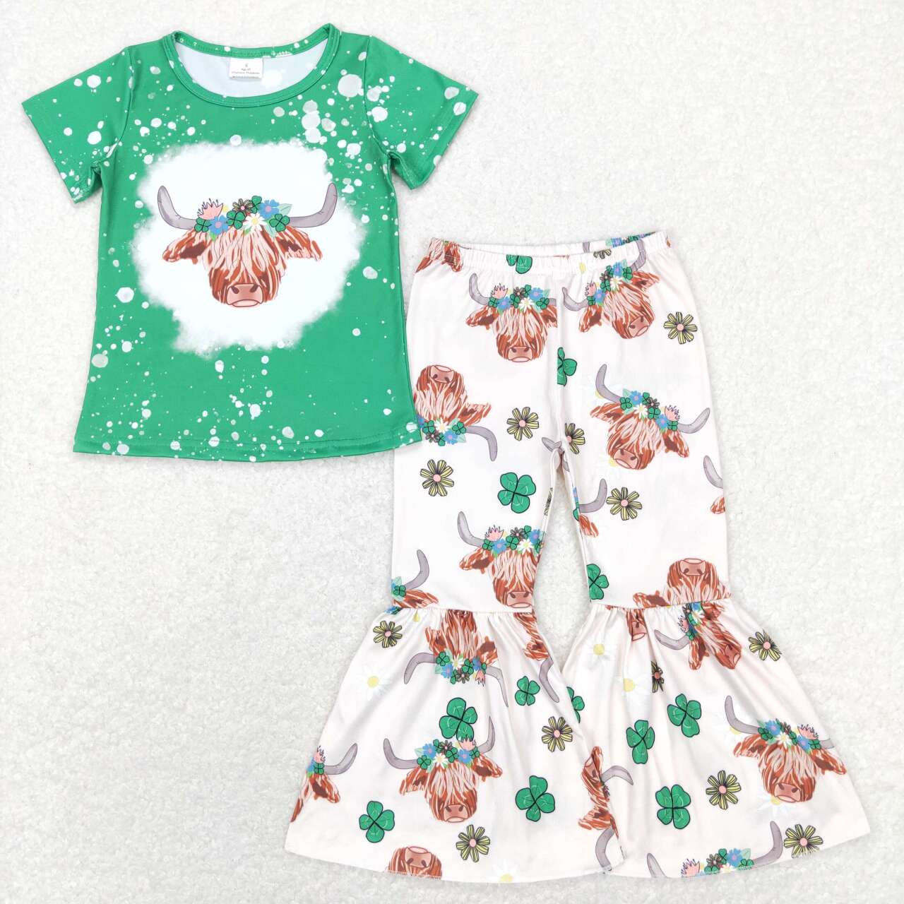 Highland Cow Leaf Print Sisters St. Patrick's Day Matching Clothes
