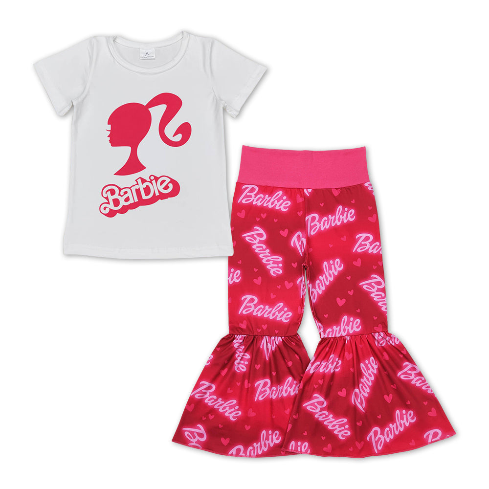 GSPO1186 Pink BA Top Bell Pants Girls Clothes Set
