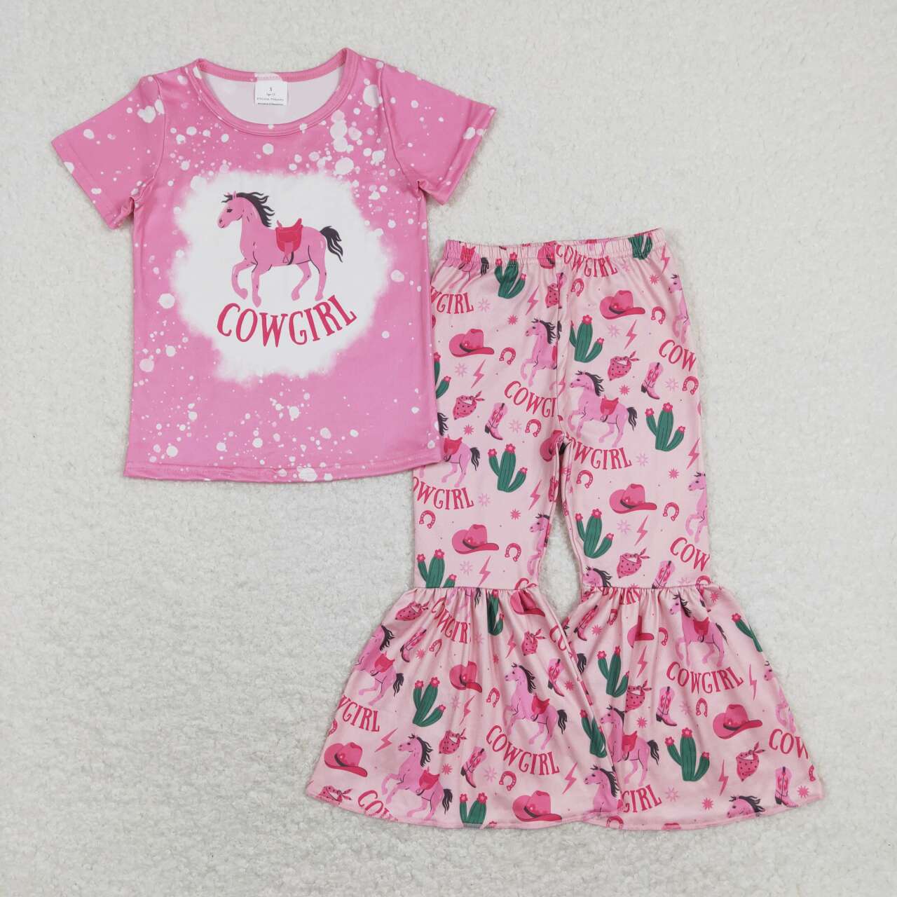 7 Colors Horse Western Print Bell Pants Girls Clothes Set