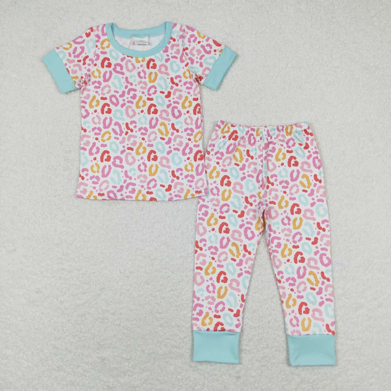 GSPO1386 Pink Leopard Print Girls Pajamas Clothes Set