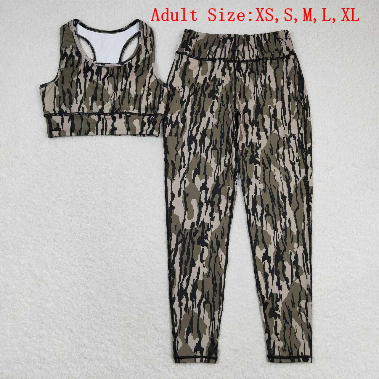 GSPO1461 Adult Camo Print Woman Yoga Clothes Set