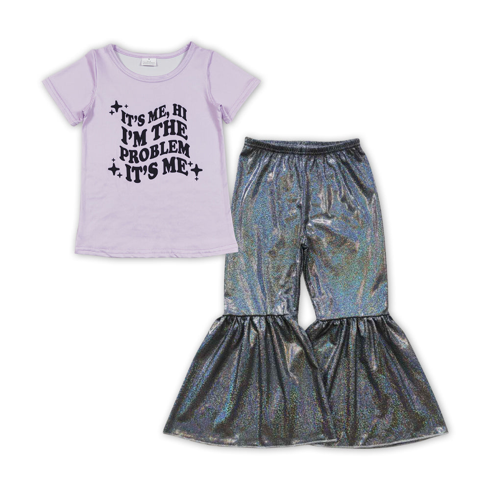 GSPO1479 It's Me Singer Swiftie Top Black Disco Bell Pants Girls Clothes Set