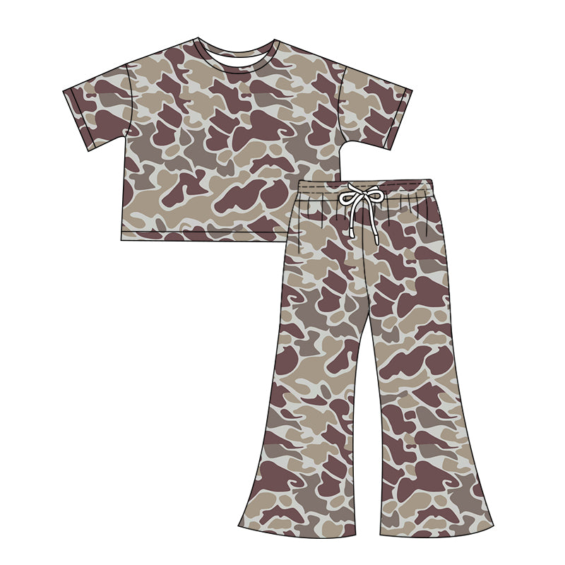 (Pre-order)GSPO1904 Adult Khaki Camo Print Woman Clothes Set