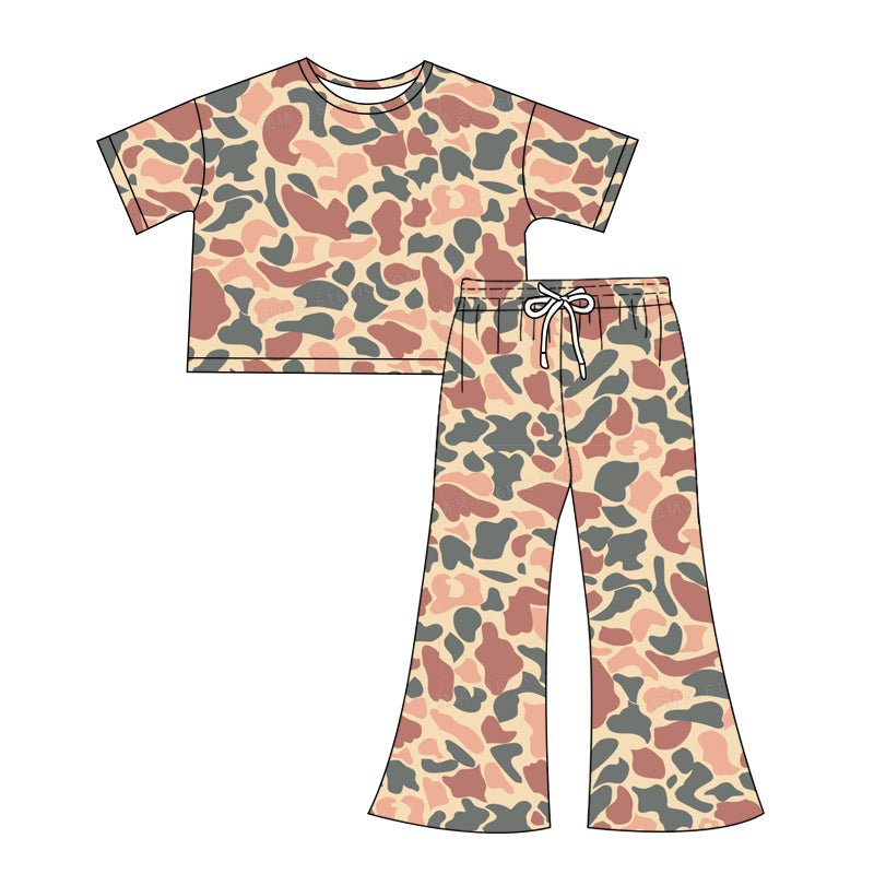 (Pre-order)GSPO1910 Adult Pink Camo Print Woman Clothes Set