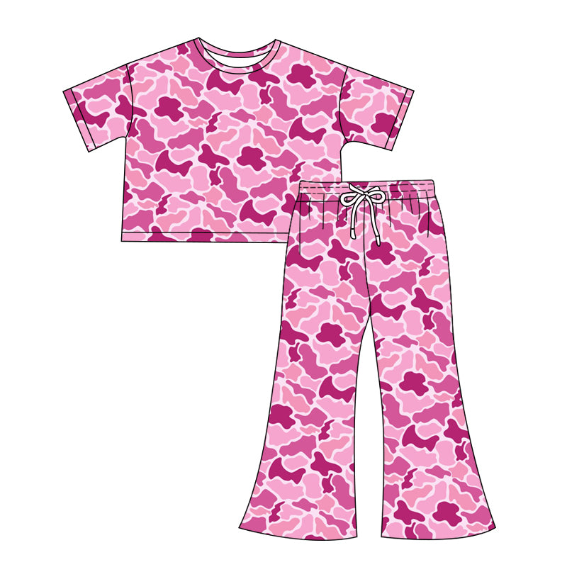 (Pre-order)GSPO1914 Adult Hotpink Camo Print Woman Clothes Set