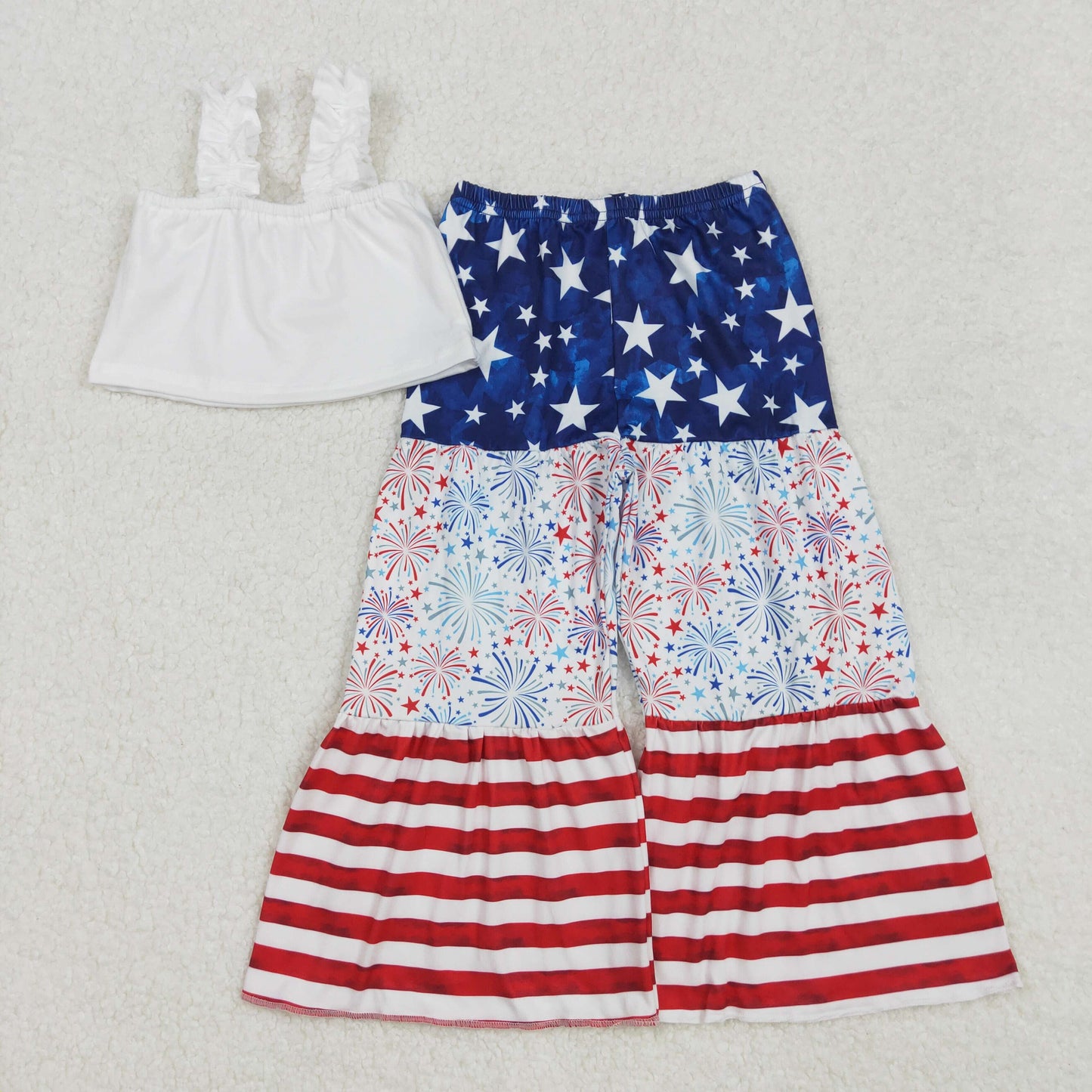 6 Styles Girls 4th of July Bell Pants Clothes Set Sisters Wear