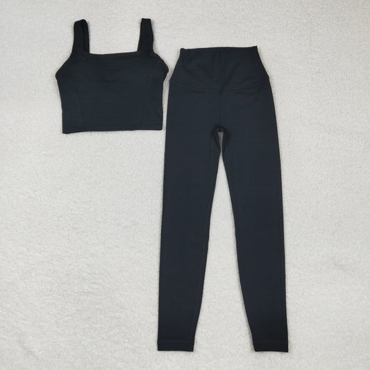 USA-Shop GSPO2037 Adult Black Color Tank Top Pants Woman Yoga Outfits