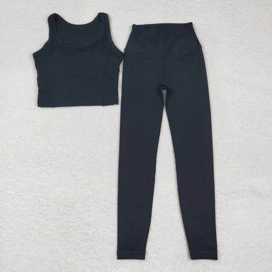 USA-Shop GSPO2039 Adult Black Color Tank Top Pants Woman Yoga Outfits
