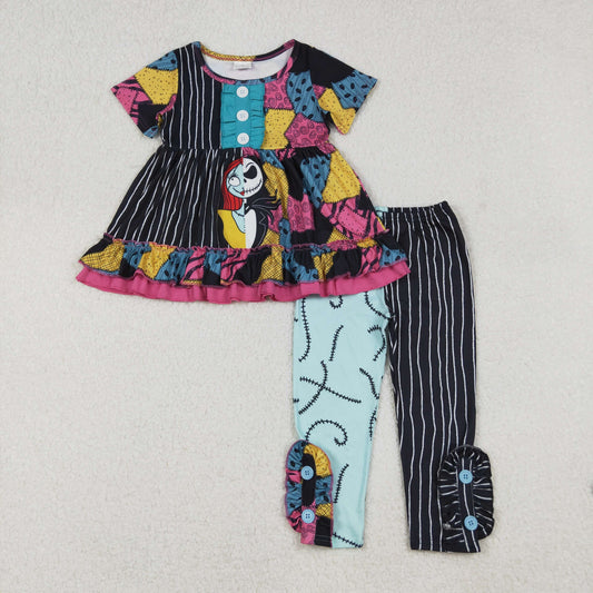 GSPO2056 Cartoon Movie Characters Tunic Top Pants Girls Halloween Clothes Set