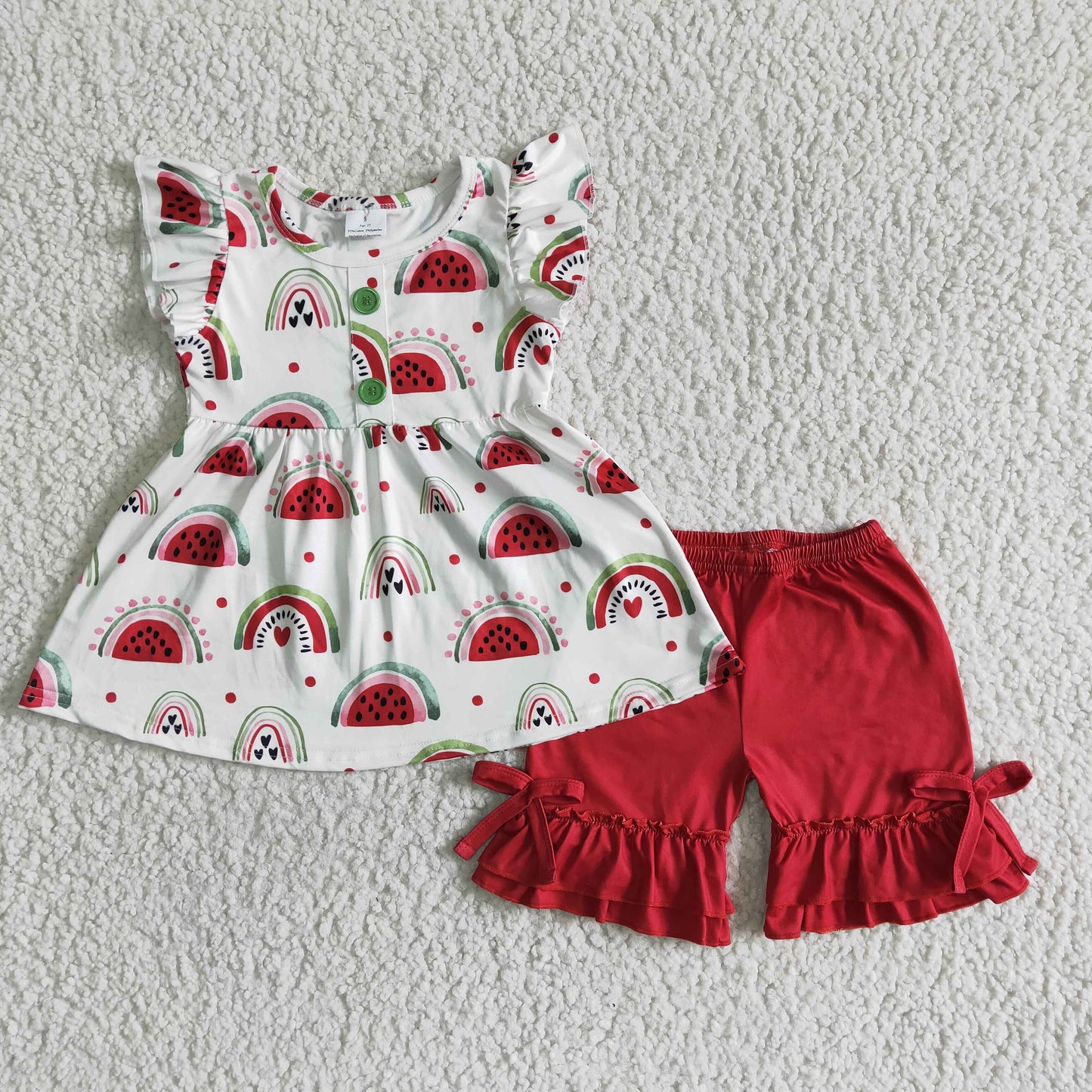(Promotion)Flutter sleeve ruffles shorts summer outfits GSSO0005