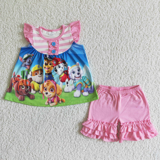 (Promotion)Flutter sleeve ruffles shorts summer outfits GSSO0010