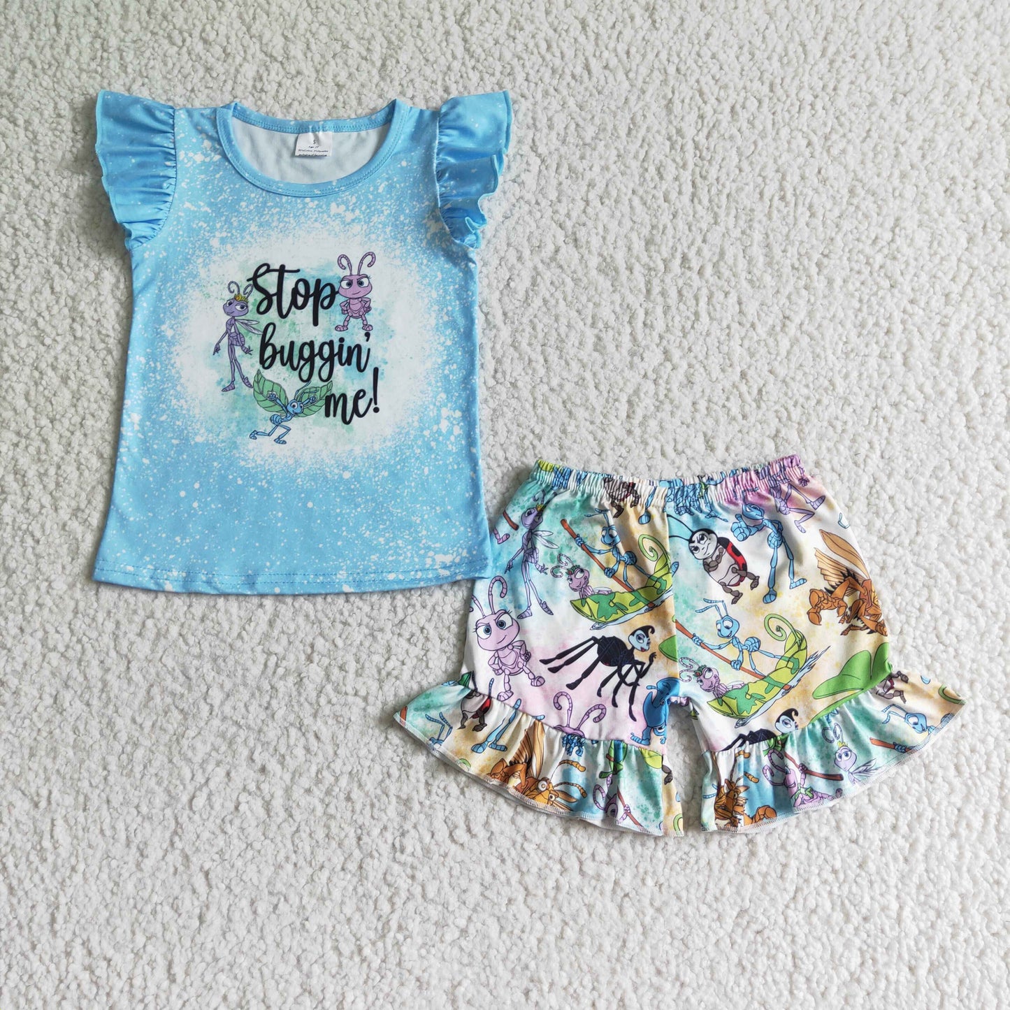 (Promotion)Stop buggin me cartoon print ruffles shorts summer outfits GSSO0084