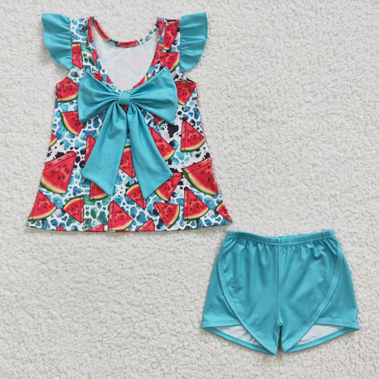 (Promotion)Girls watermelon print summer outfit    GSSO0137