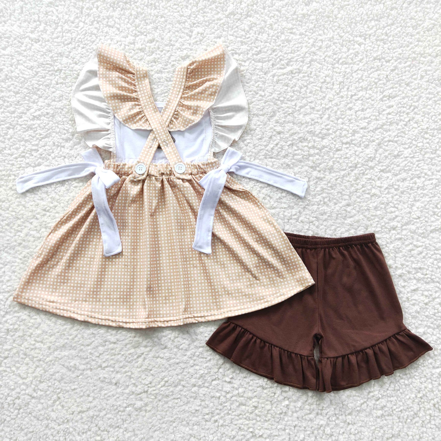 (Promotion)GSSO0233  Girls brown cow print summer shorts outfits