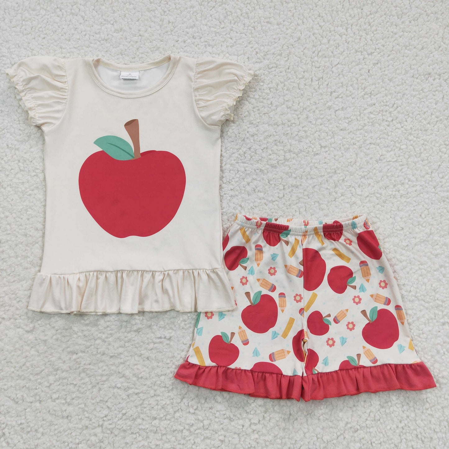 GSSO0359 Girls apple print back to school outfits
