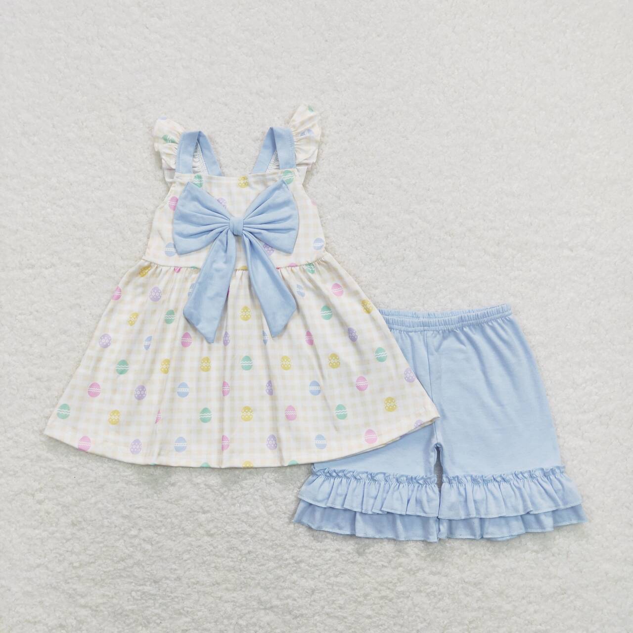 Colorful Eggs Print Sisters Easter Matching Clothes