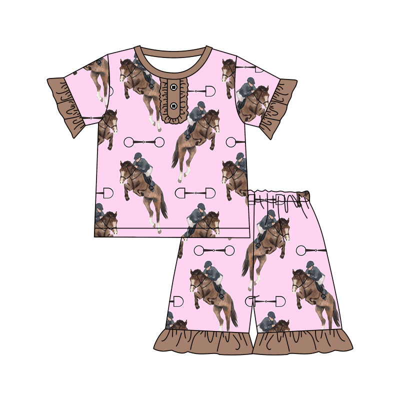 (Pre-order)GSSO0598 Rodeo Shorts Girls Summer Pajamas Clothes Set