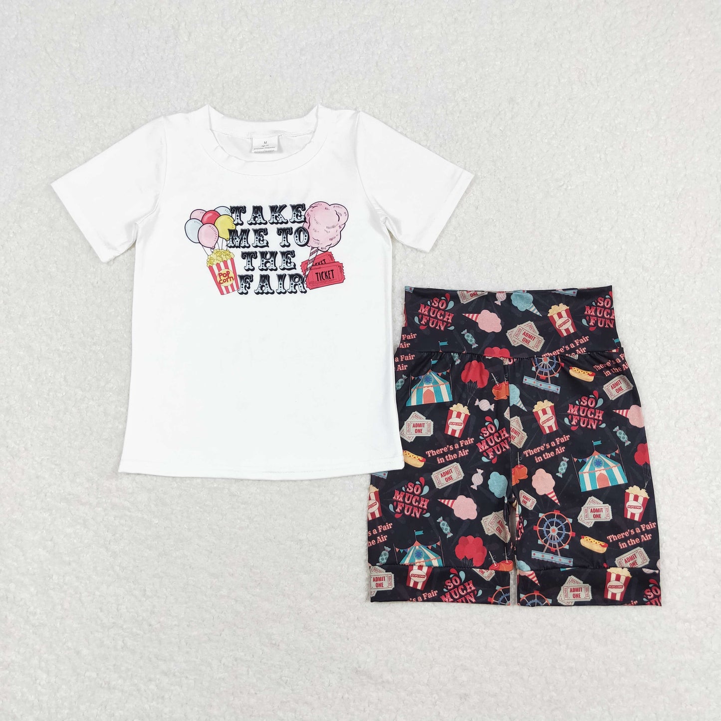 GSSO0735 Take Me To The Fair Print Girls Summer Clothes Set