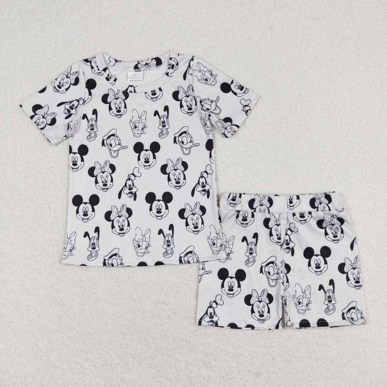 GSSO1151 Cartoon Mouse Grey Print Girls Summer Clothes Set