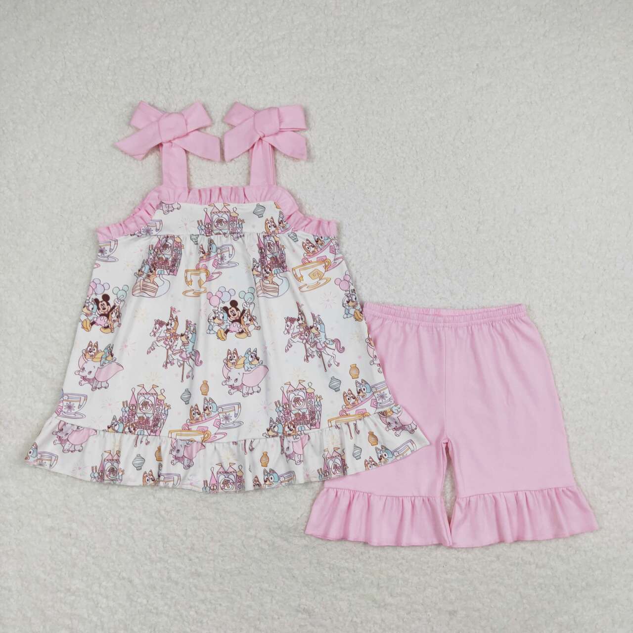 Cartoon Dog Animals Print Sisters Summer Matching Clothes