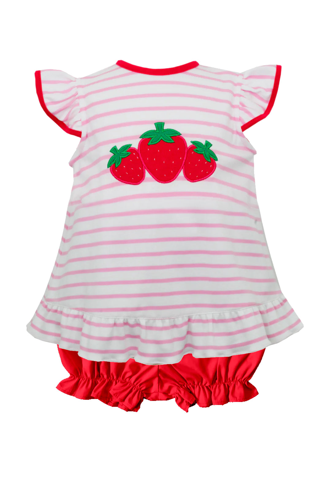 (Pre-order)GSSO1218 Strawberry Tunic Top Red Shorts Girls Summer Clothes Set
