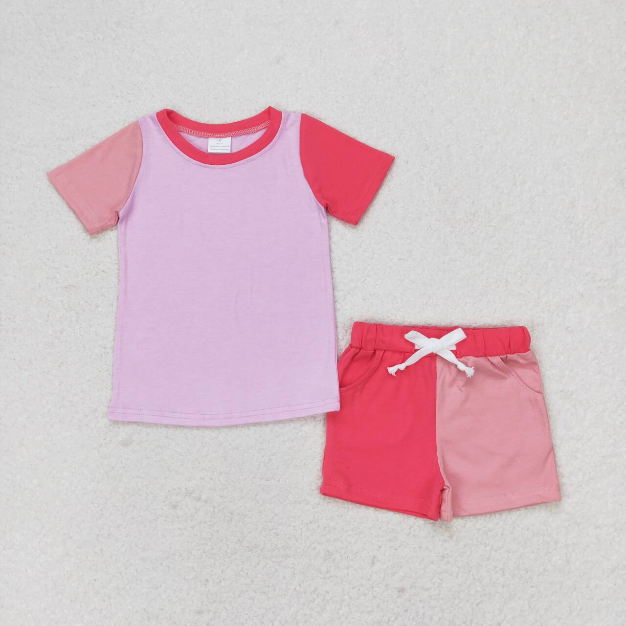Pink Purple Colors Girls Summer Sports Clothes Set Sisters Wear