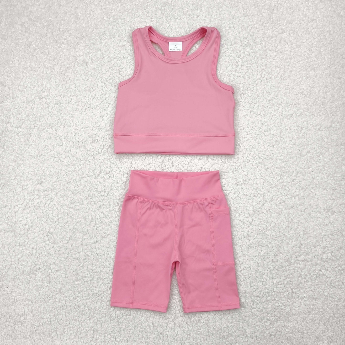 5 Colors Tank Top Shorts Girls Summer Yoga Clothes Set Sisters Sports Wear