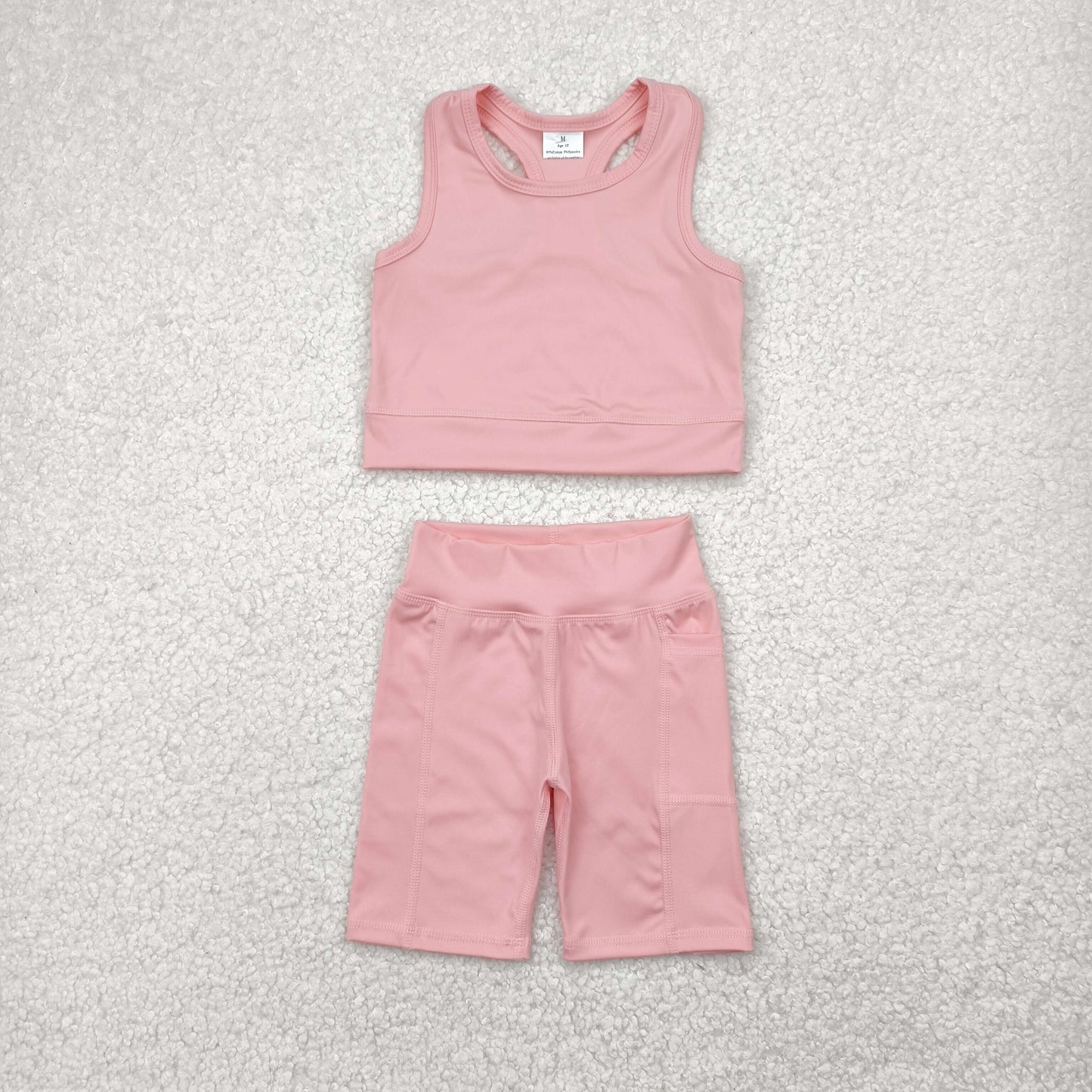 GSSO1518 Light Pink Color Girls Summer Yoga Clothes Set