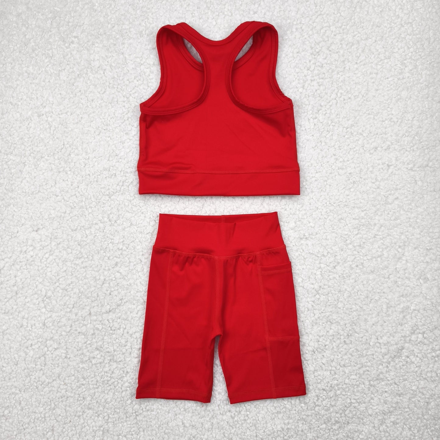 GSSO1519 Red Color Tank Shorts Girls Yoga Summer Sports Clothes Set