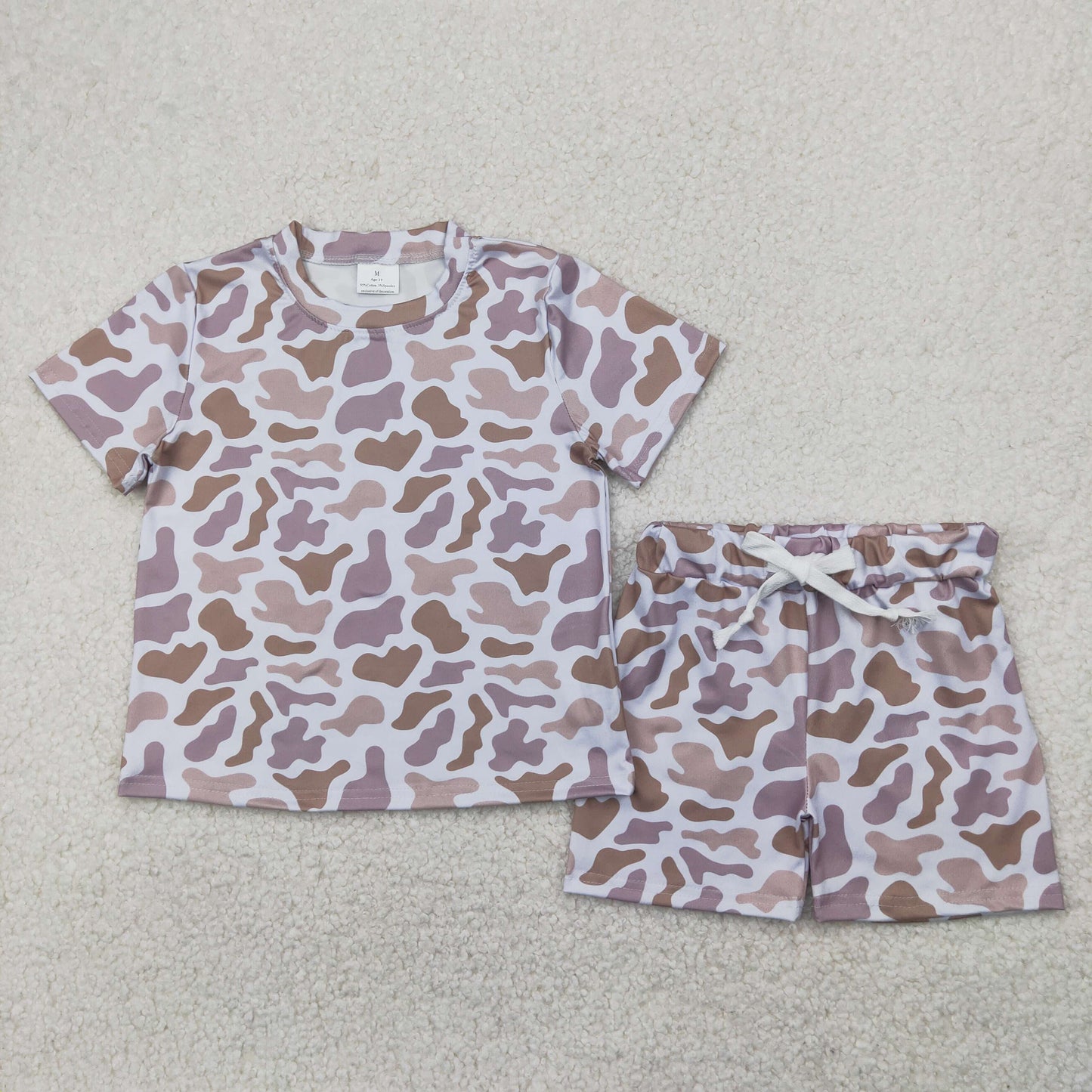 GSSO1725 Khaki Camo Print Kids Summer Clothes Set