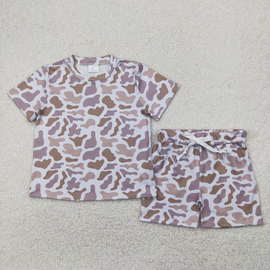 GSSO1725 Khaki Camo Print Kids Summer Clothes Set