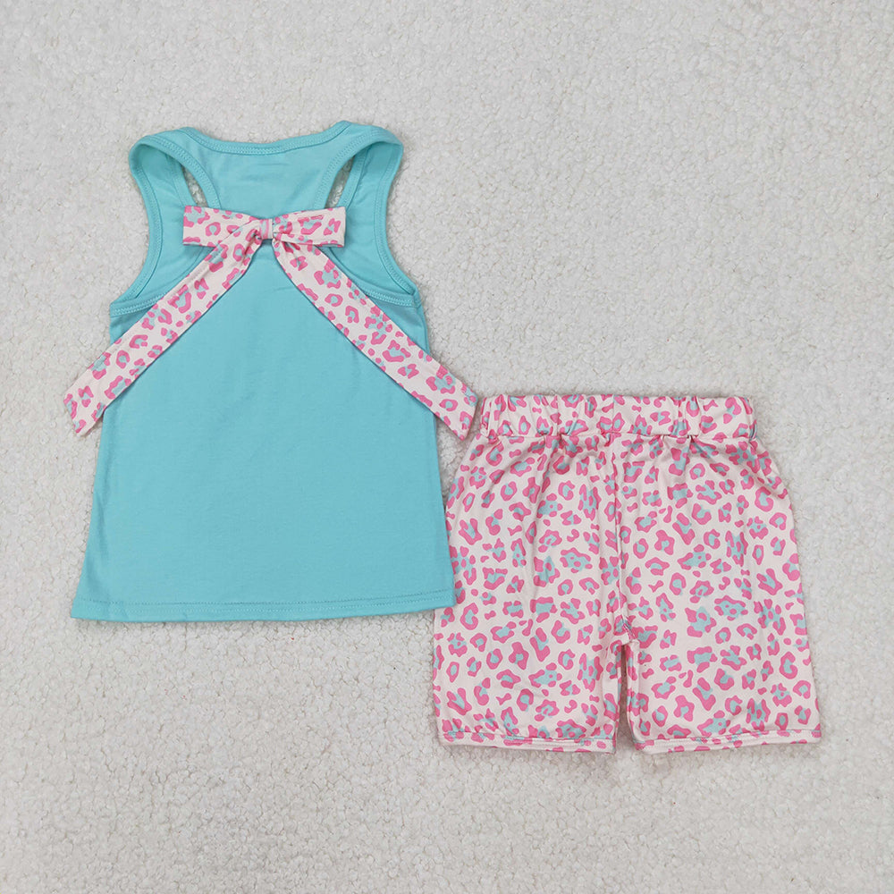 7 Colors Pocket Vest Top Shorts Girls Summer Clothes Set Sisters Wear