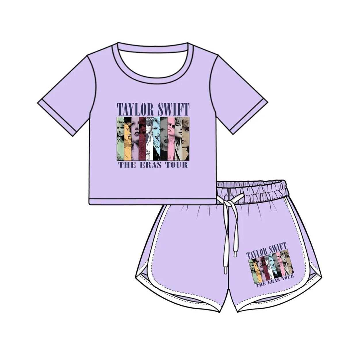 (Pre-order)GSSO1908 Adult Singer Swiftie Purple Print Woman Summer Sports Clothes Set
