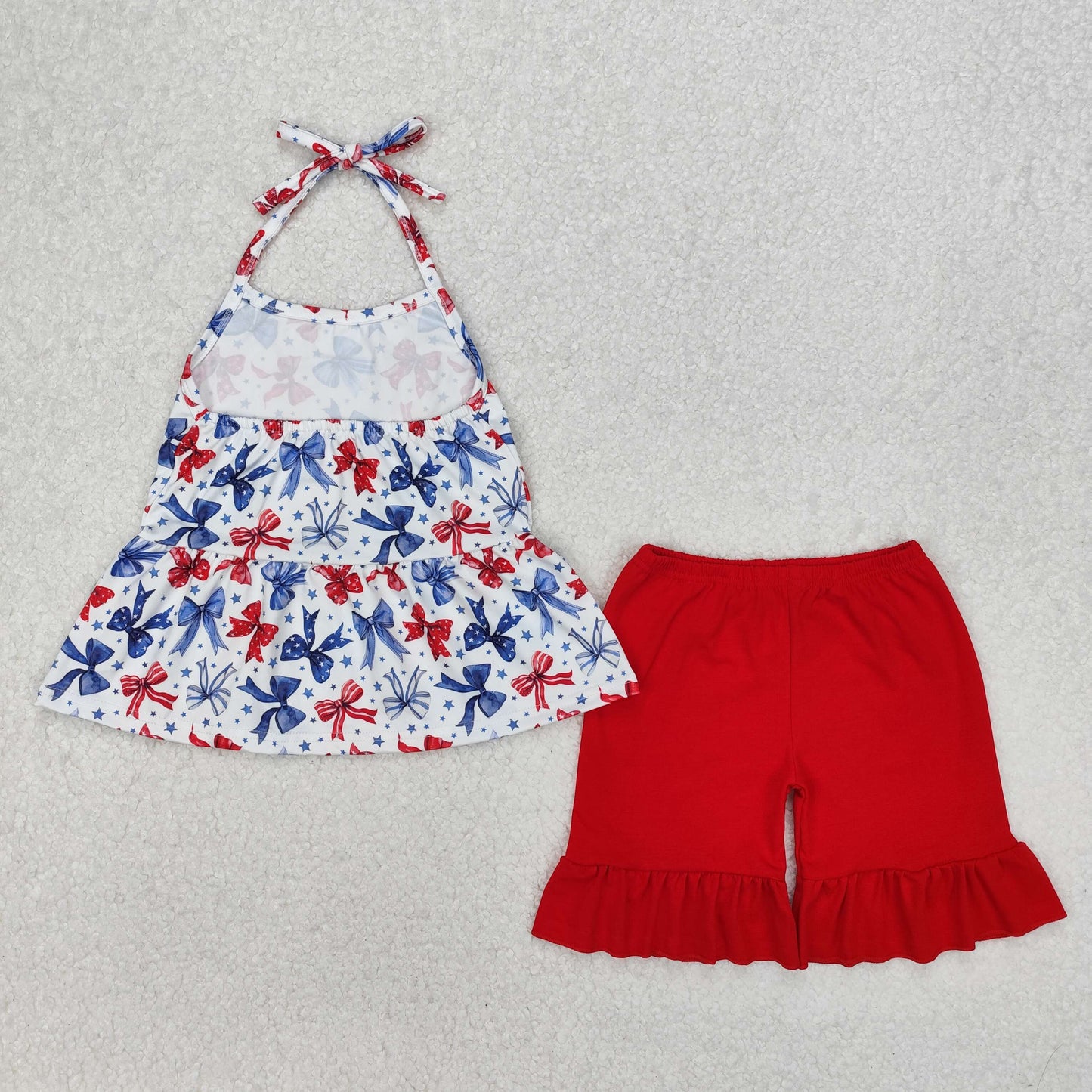 Bows Stars Print Halter Sisters 4th of July Matching Clothes