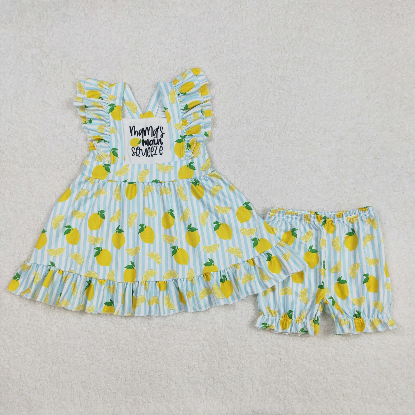 GSSO2026 Lemon Tunic Top Shorts Girls Summer Clothes Set