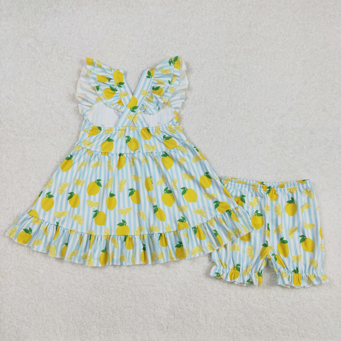 GSSO2026 Lemon Tunic Top Shorts Girls Summer Clothes Set