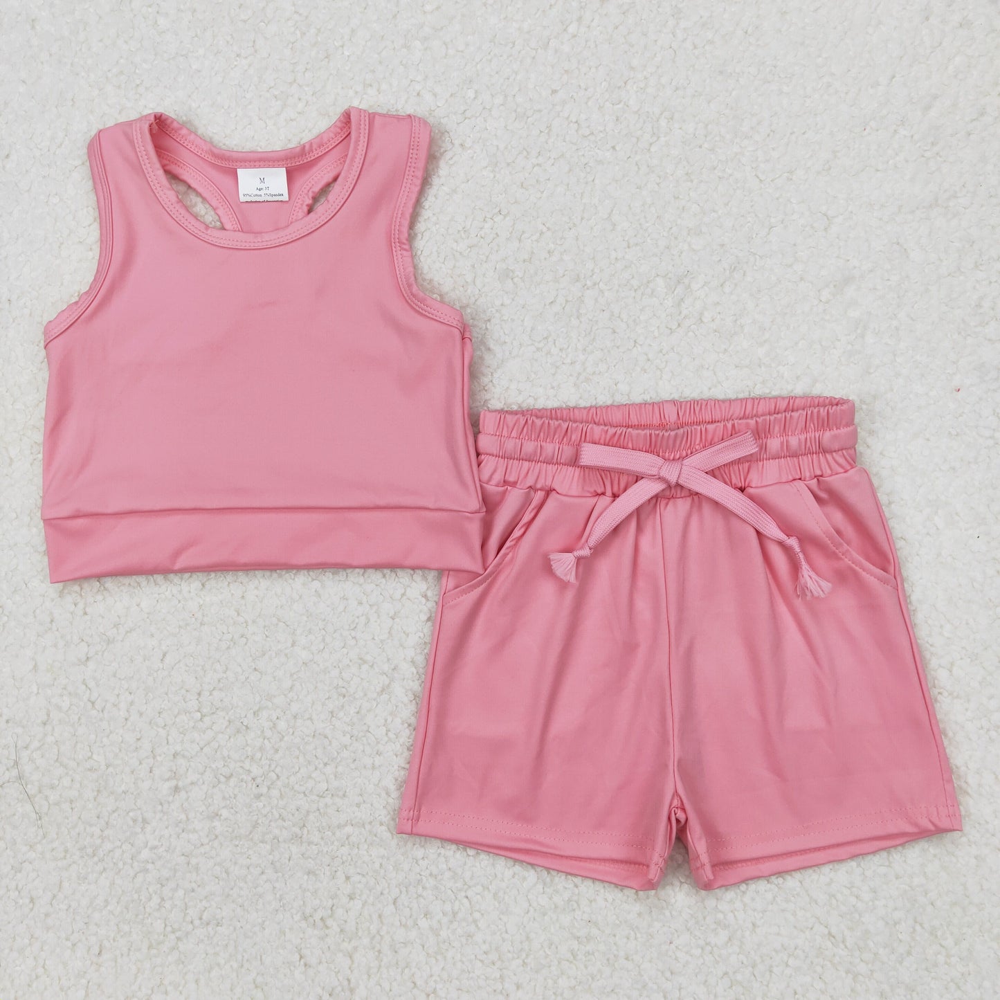 4 Colors Tank Top Pockets Shorts Girls Yoga Summer Sports Clothes Set Sisters Wear