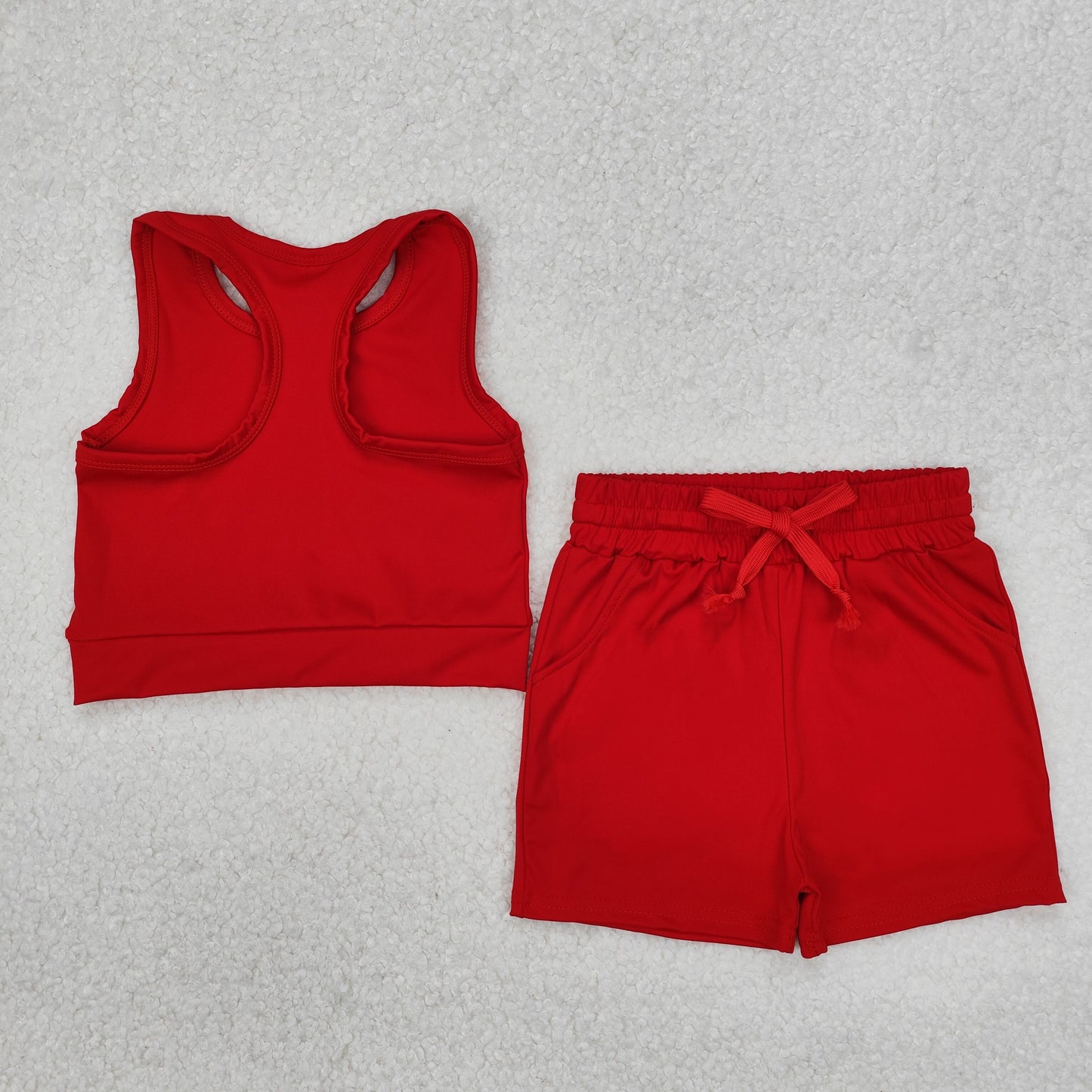 4 Colors Tank Top Pockets Shorts Girls Yoga Summer Sports Clothes Set Sisters Wear