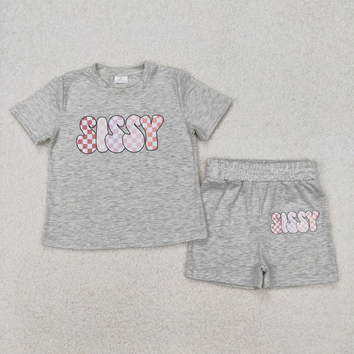 USA-Shop GSSO2135 SISSY Vinyl Grey Color Shorts Girls Summer Clothes Set