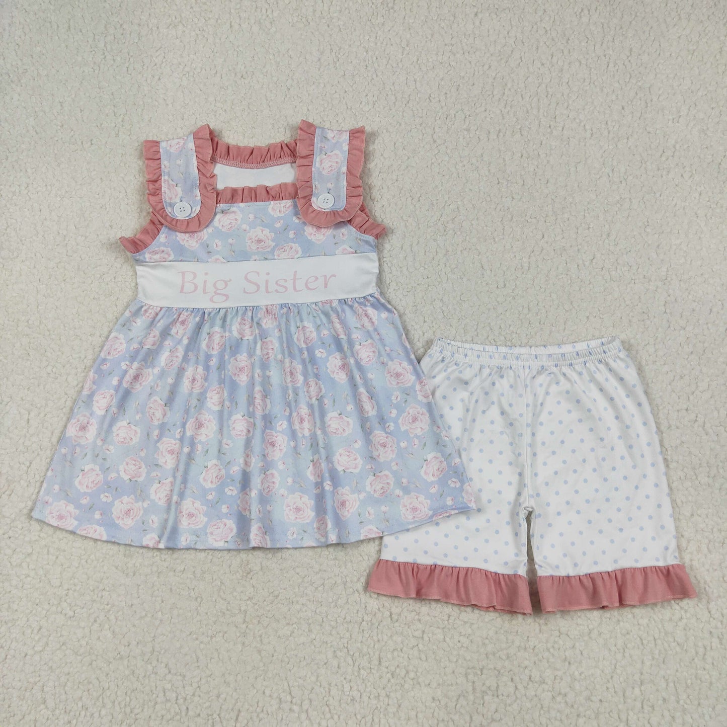 Sisters Flowers Print Girls Summer Matching Clothes