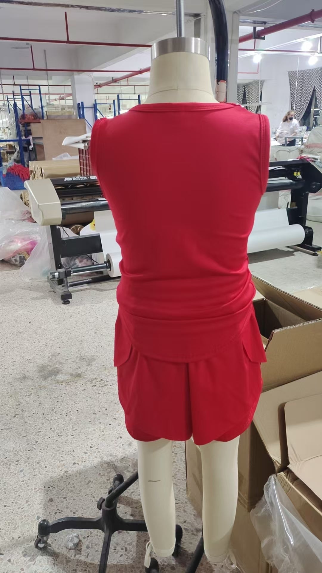 GSSO2499 Red Tank Top Flutter Shorts Girls Summer Yoga Clothes Set